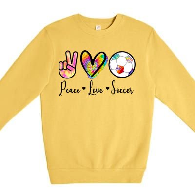 Cute Peace Love Soccer Premium Crewneck Sweatshirt