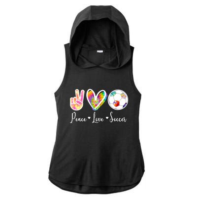 Cute Peace Love Soccer Ladies PosiCharge Tri-Blend Wicking Draft Hoodie Tank