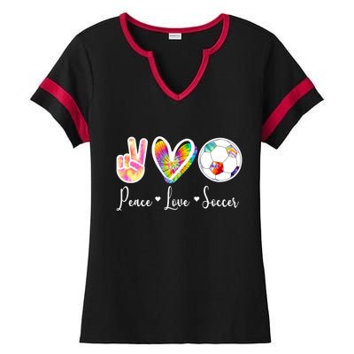 Cute Peace Love Soccer Ladies Halftime Notch Neck Tee