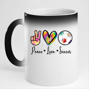 Cute Peace Love Soccer 11oz Black Color Changing Mug