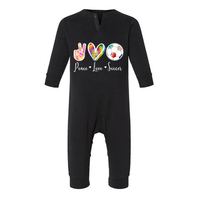 Cute Peace Love Soccer Infant Fleece One Piece