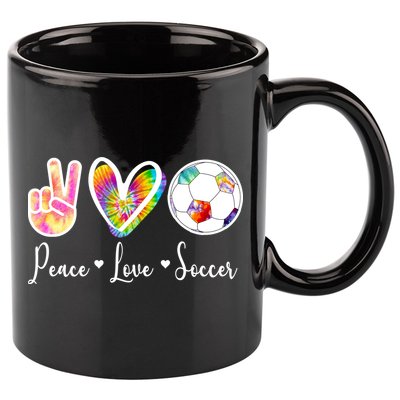 Cute Peace Love Soccer 11oz C Handle Ceramic Mug