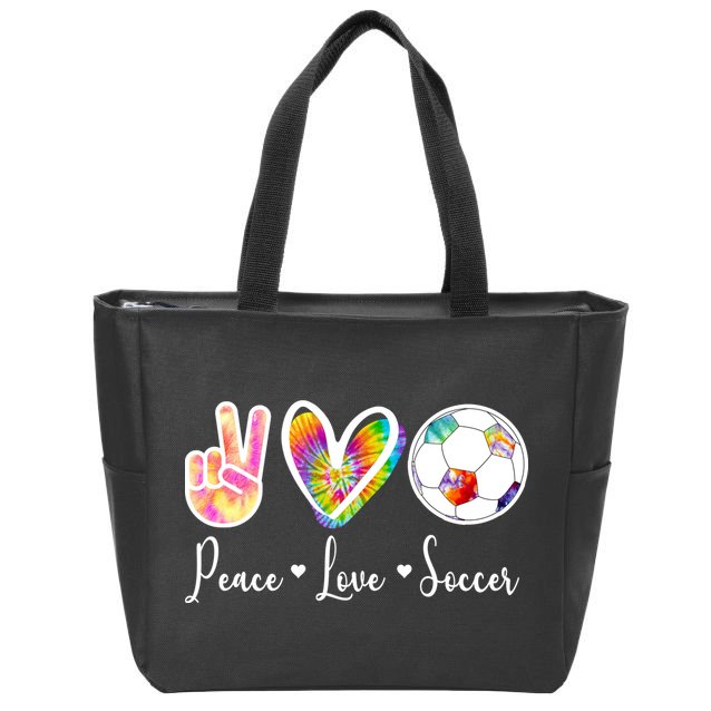 Cute Peace Love Soccer Zip Tote Bag