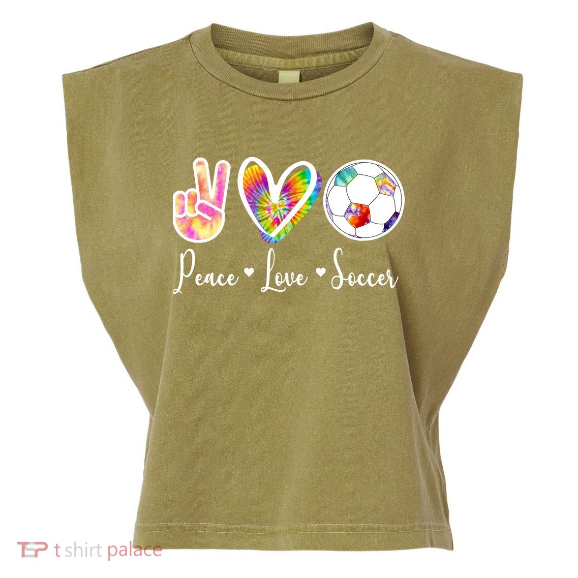 Cute Peace Love Soccer Garment-Dyed Women's Muscle Tee