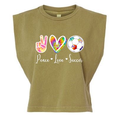 Cute Peace Love Soccer Garment-Dyed Women's Muscle Tee