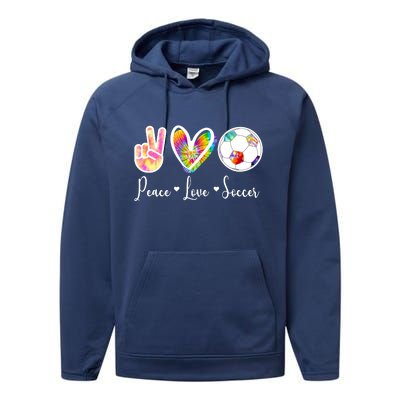 Cute Peace Love Soccer Performance Fleece Hoodie