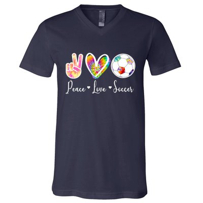 Cute Peace Love Soccer V-Neck T-Shirt