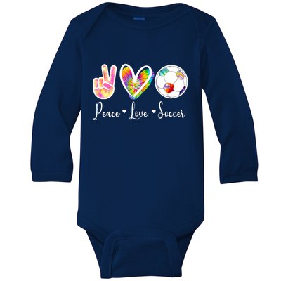 Cute Peace Love Soccer Baby Long Sleeve Bodysuit