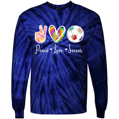 Cute Peace Love Soccer Tie-Dye Long Sleeve Shirt