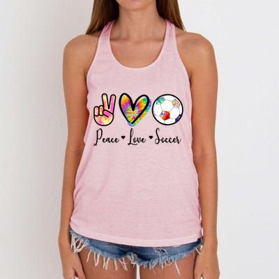 Cute Peace Love Soccer Women's Knotted Racerback Tank