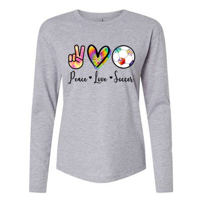 Cute Peace Love Soccer Womens Cotton Relaxed Long Sleeve T-Shirt