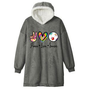 Cute Peace Love Soccer Hooded Wearable Blanket