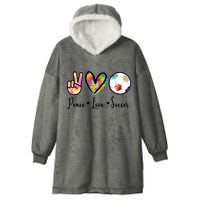 Cute Peace Love Soccer Hooded Wearable Blanket