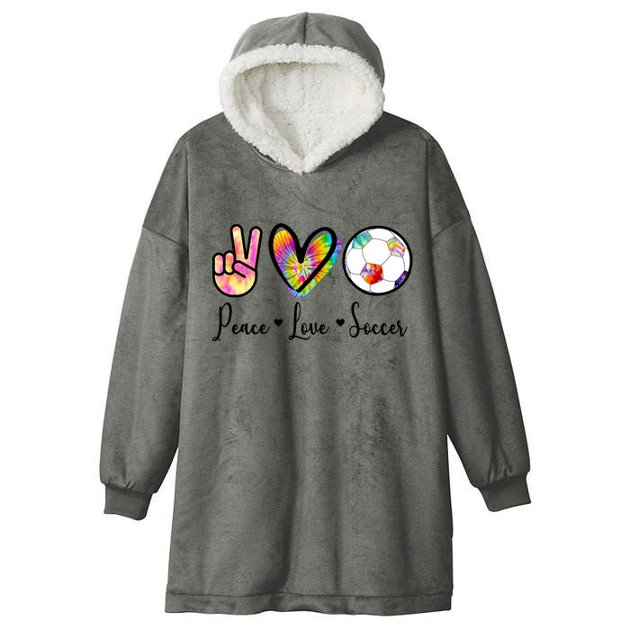 Cute Peace Love Soccer Hooded Wearable Blanket