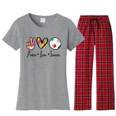 Cute Peace Love Soccer Women's Flannel Pajama Set