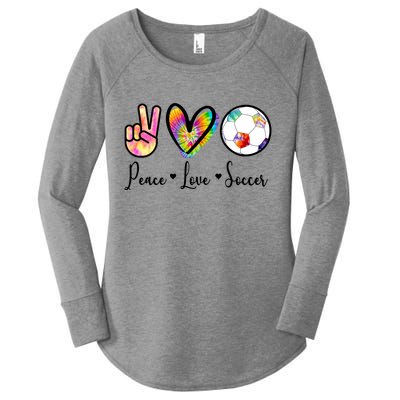 Cute Peace Love Soccer Women's Perfect Tri Tunic Long Sleeve Shirt