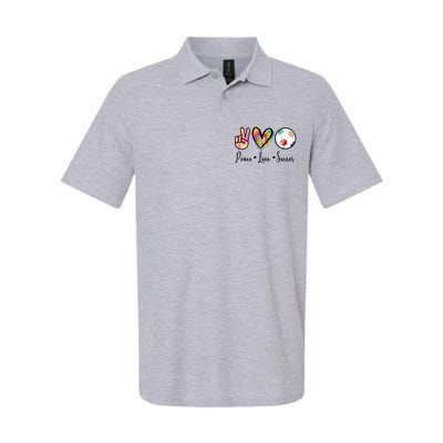 Cute Peace Love Soccer Softstyle Adult Sport Polo