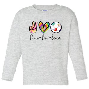 Cute Peace Love Soccer Toddler Long Sleeve Shirt