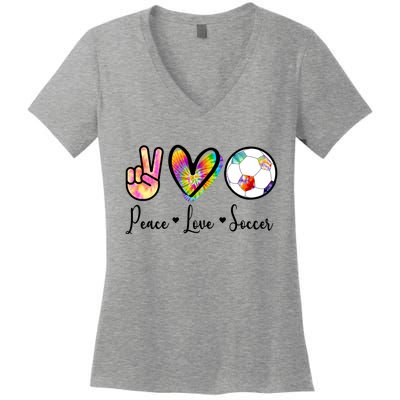 Cute Peace Love Soccer Women's V-Neck T-Shirt