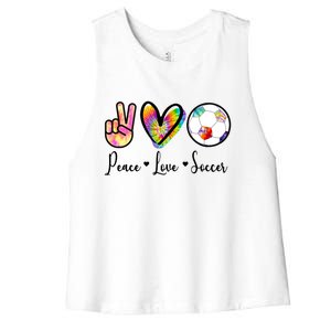 Cute Peace Love Soccer Women's Racerback Cropped Tank