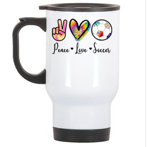 Cute Peace Love Soccer Stainless Steel Travel Mug