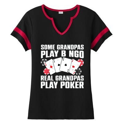 Cool Poker Lover Art For Grandpa Casino Card Gambling Ladies Halftime Notch Neck Tee