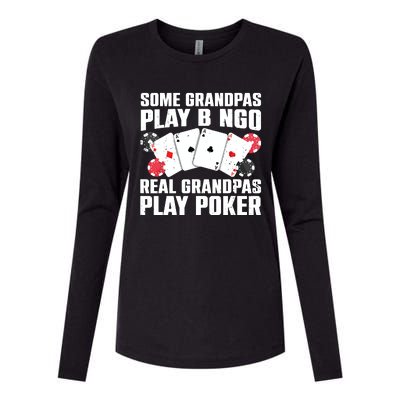 Cool Poker Lover Art For Grandpa Casino Card Gambling Womens Cotton Relaxed Long Sleeve T-Shirt