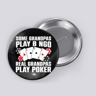 Cool Poker Lover Art For Grandpa Casino Card Gambling Button