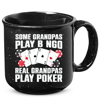 Cool Poker Lover Art For Grandpa Casino Card Gambling 15oz Campfire Ceramic Mug