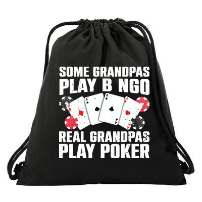 Cool Poker Lover Art For Grandpa Casino Card Gambling Drawstring Bag