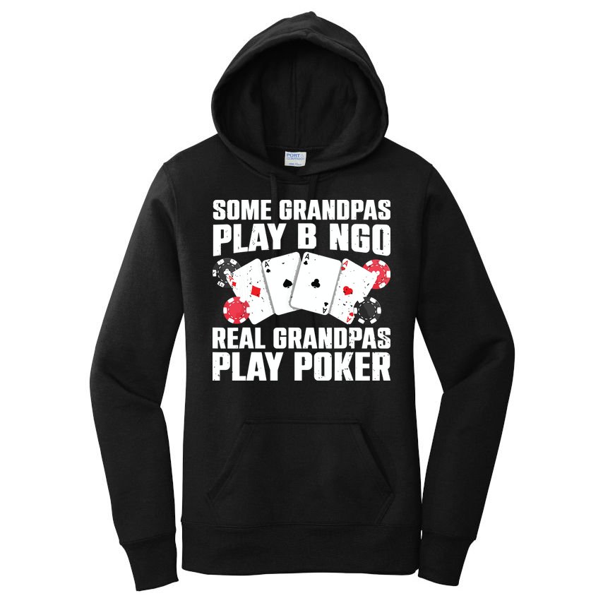 Cool Poker Lover Art For Grandpa Casino Card Gambling Women's Pullover Hoodie