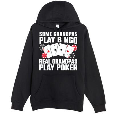 Cool Poker Lover Art For Grandpa Casino Card Gambling Premium Pullover Hoodie