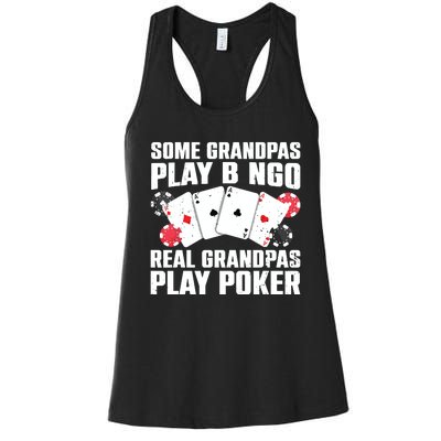 Cool Poker Lover Art For Grandpa Casino Card Gambling Women's Racerback Tank