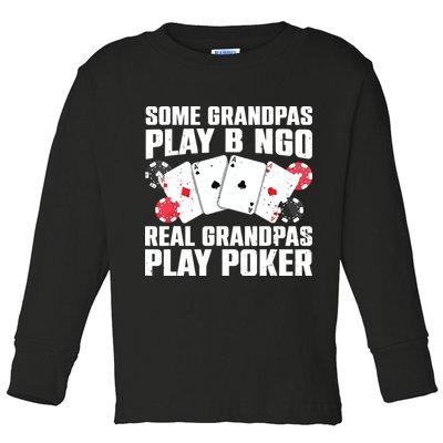 Cool Poker Lover Art For Grandpa Casino Card Gambling Toddler Long Sleeve Shirt