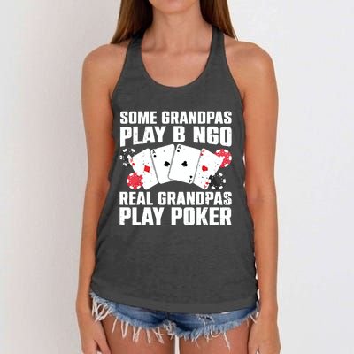 Cool Poker Lover Art For Grandpa Casino Card Gambling Women's Knotted Racerback Tank