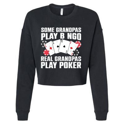 Cool Poker Lover Art For Grandpa Casino Card Gambling Cropped Pullover Crew