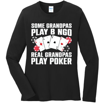 Cool Poker Lover Art For Grandpa Casino Card Gambling Ladies Long Sleeve Shirt