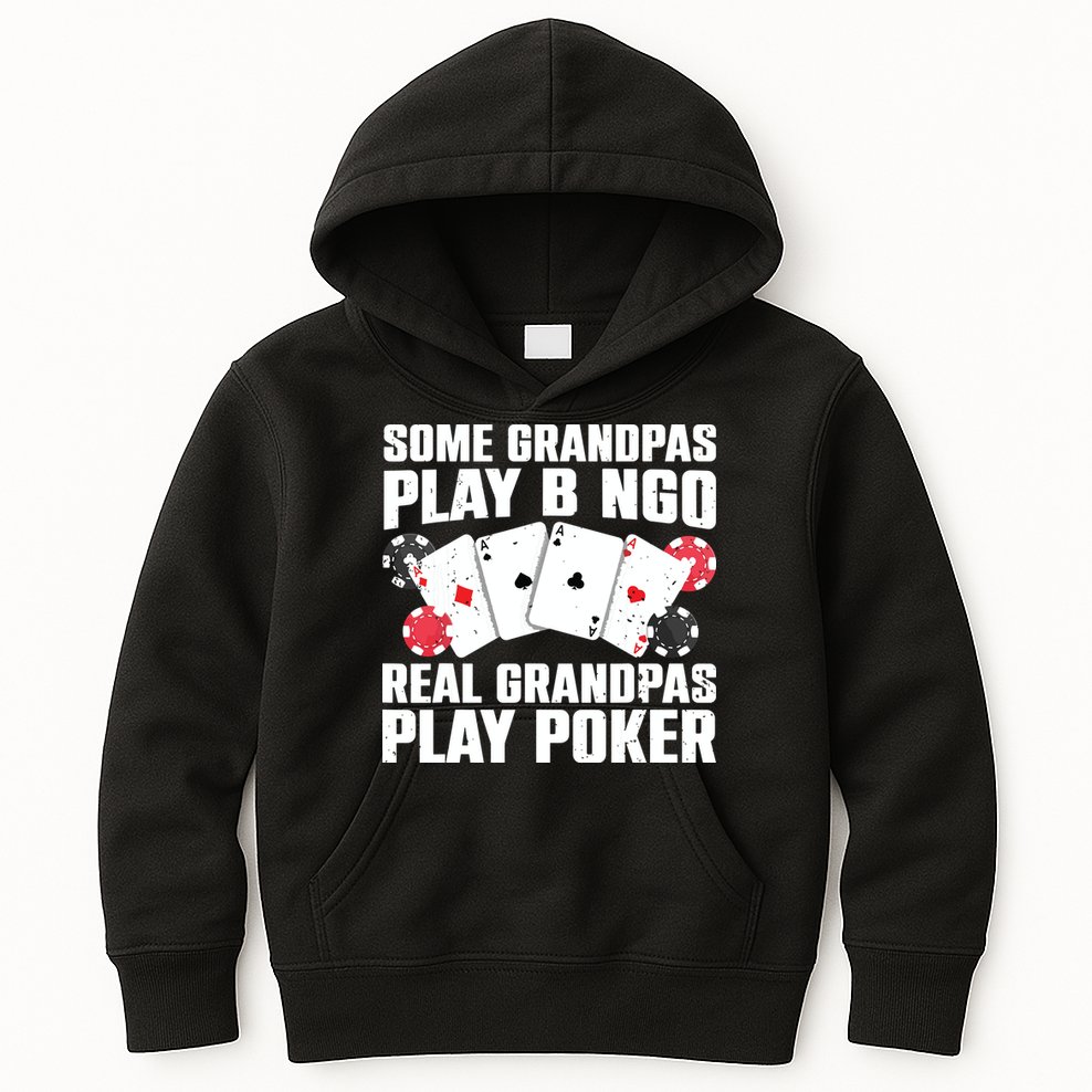 Cool Poker Lover Art For Grandpa Casino Card Gambling Kids Hoodie