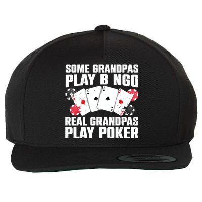 Cool Poker Lover Art For Grandpa Casino Card Gambling Wool Snapback Cap