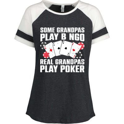 Cool Poker Lover Art For Grandpa Casino Card Gambling Enza Ladies Jersey Colorblock Tee