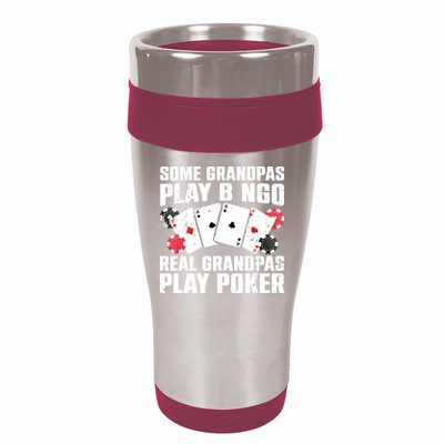 Cool Poker Lover Art For Grandpa Casino Card Gambling 16oz Travel Tumbler
