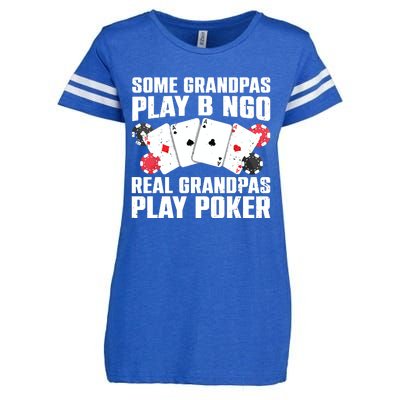 Cool Poker Lover Art For Grandpa Casino Card Gambling Enza Ladies Jersey Football T-Shirt