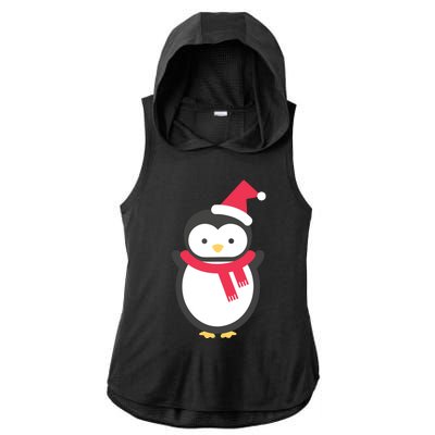 Cute Penguin Lover Gift Santa Penguin Christmas Ladies PosiCharge Tri-Blend Wicking Draft Hoodie Tank