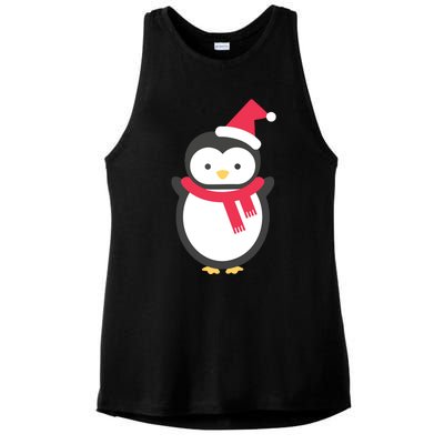 Cute Penguin Lover Gift Santa Penguin Christmas Ladies PosiCharge Tri-Blend Wicking Tank