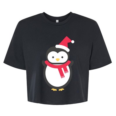 Cute Penguin Lover Gift Santa Penguin Christmas Bella+Canvas Jersey Crop Tee