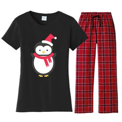 Cute Penguin Lover Gift Santa Penguin Christmas Women's Flannel Pajama Set