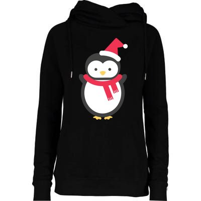 Cute Penguin Lover Gift Santa Penguin Christmas Womens Funnel Neck Pullover Hood