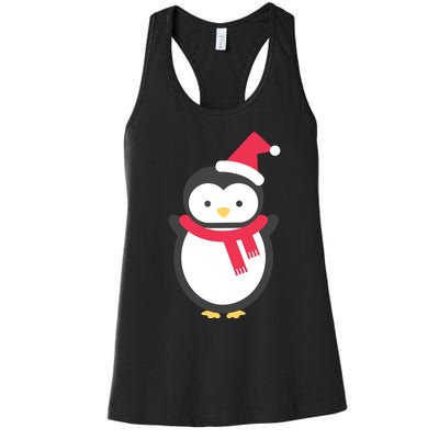 Cute Penguin Lover Gift Santa Penguin Christmas Women's Racerback Tank