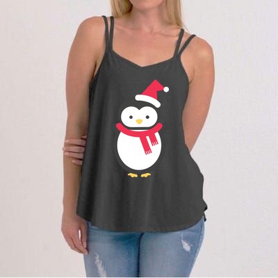 Cute Penguin Lover Gift Santa Penguin Christmas Women's Strappy Tank