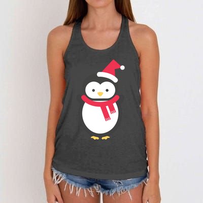 Cute Penguin Lover Gift Santa Penguin Christmas Women's Knotted Racerback Tank